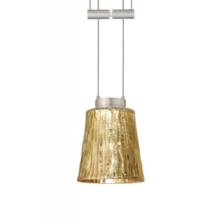 Besa Lighting Besa Pendant Nico 4 Satin Nickel Stone Gold Foil 1x35W Halogen 1XA-5125GF-SN